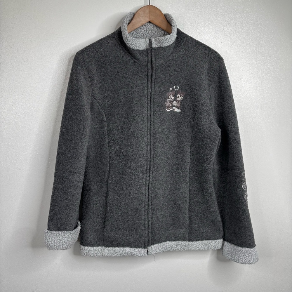 Disney Gray Fleece Zip-Up Jacket with Sherpa Trim